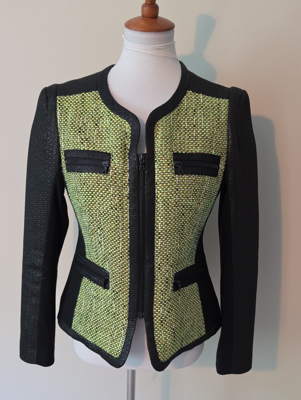 Yoana Baraschi Chic Blazer with Mixed Materials and Zip Details